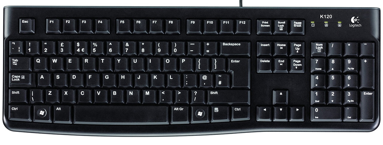 Logitech K120 Keyboard schwarz, USB, DE
