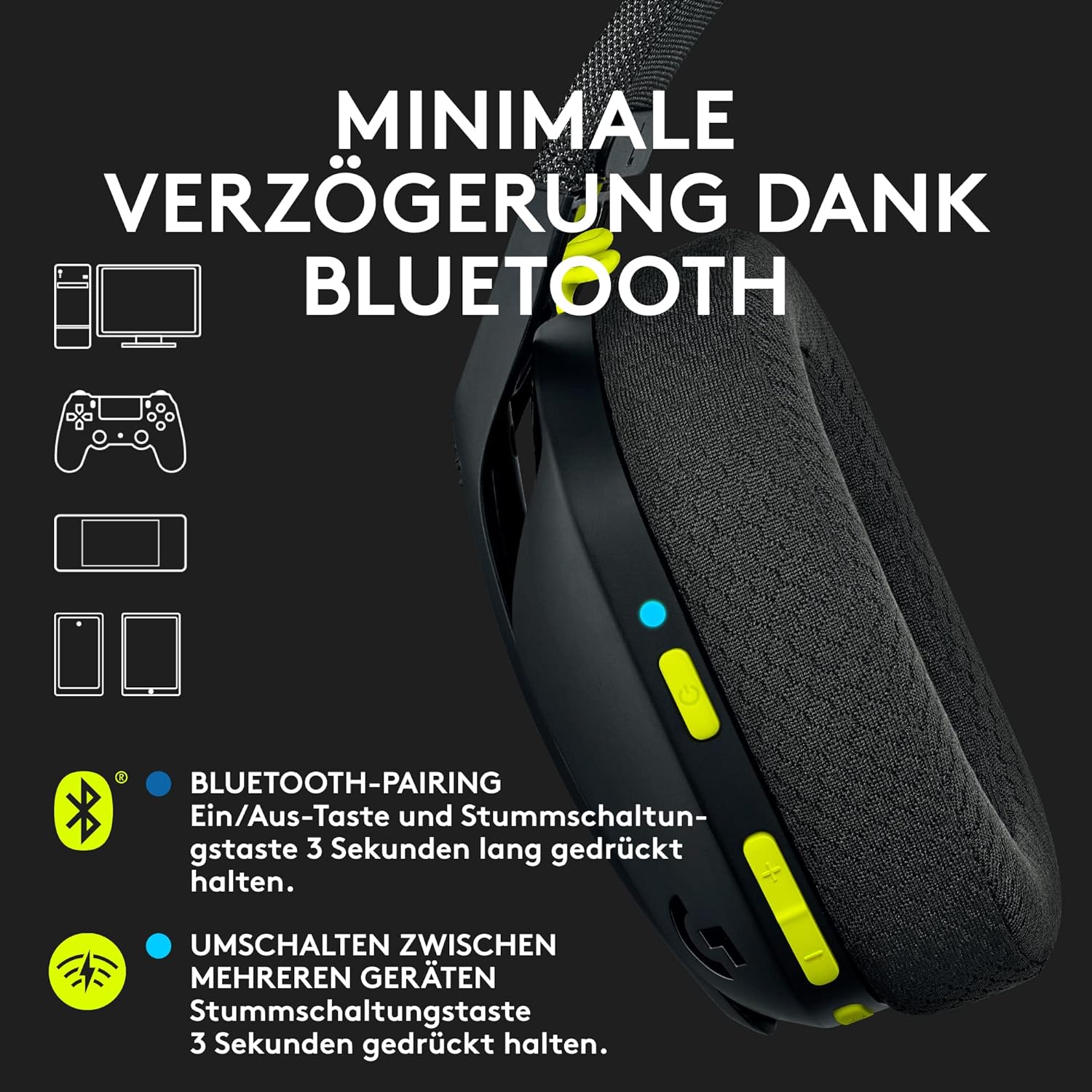 Logitech G435 LIGHTSPEED, Gaming-Headset schwarz, USB-C, Bluetooth