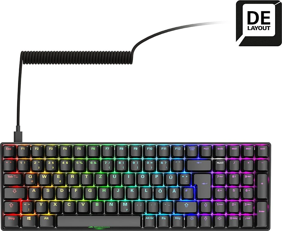 Sharkoon Skiller SGK50 S2, schwarz, LEDs RGB, hot-swap, Gateron BROWN, USB, DE