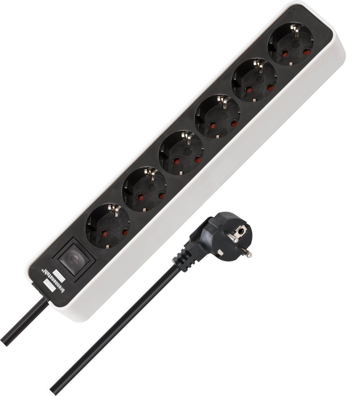 Brennenstuhl Ecolor Steckdosenleiste mit Schalter, 6-fach, 1.5m, weiß/schwarz