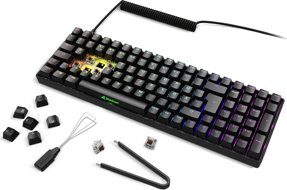 Sharkoon Skiller SGK50 S2, schwarz, LEDs RGB, hot-swap, Gateron BROWN, USB, DE