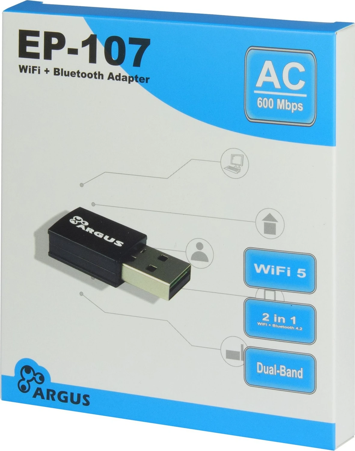 Argus EP-107 WiFi 5, BT 4.2 USB Adapter