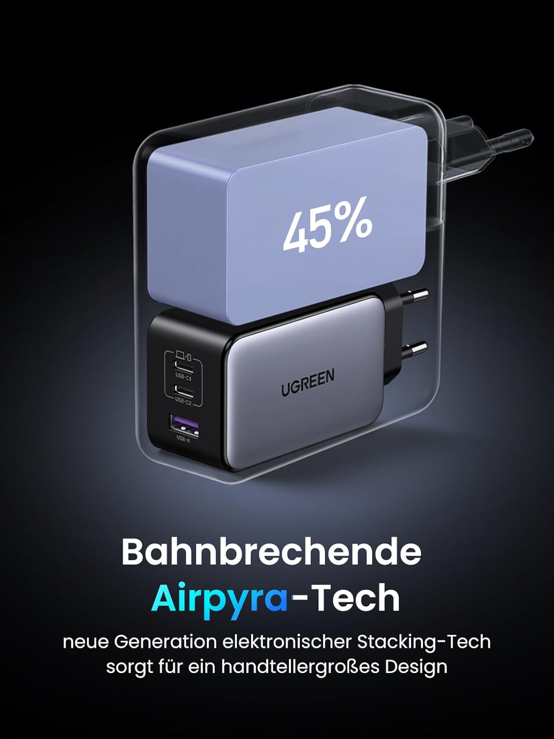 UGREEN Nexode X USB C Ladegerät 100W Mini GaN Charger 3-Port PD Netzteil