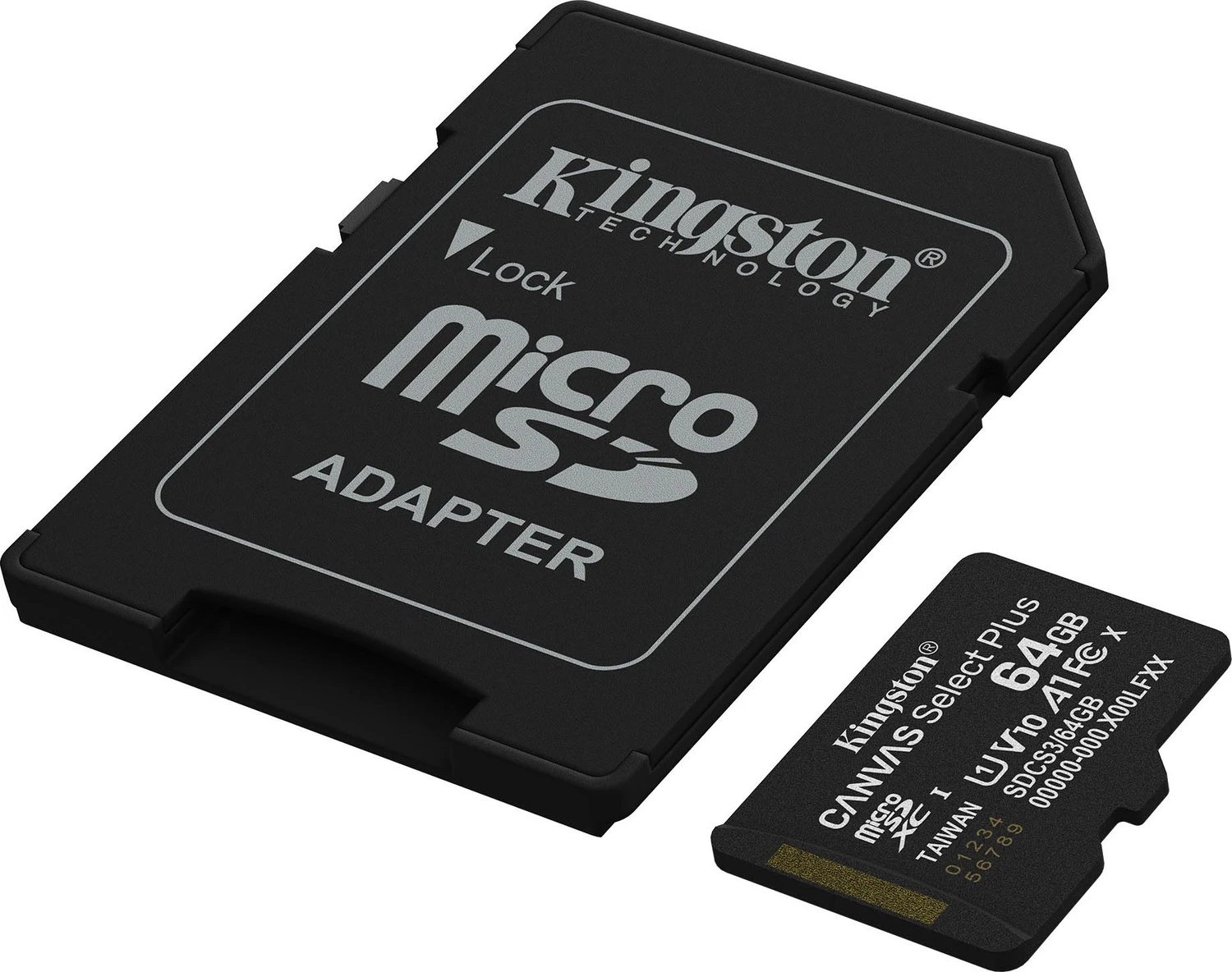 Kingston Canvas Select Plus Gen3 R100 microSDXC 64GB Kit, UHS-I U1, A1, Class 10