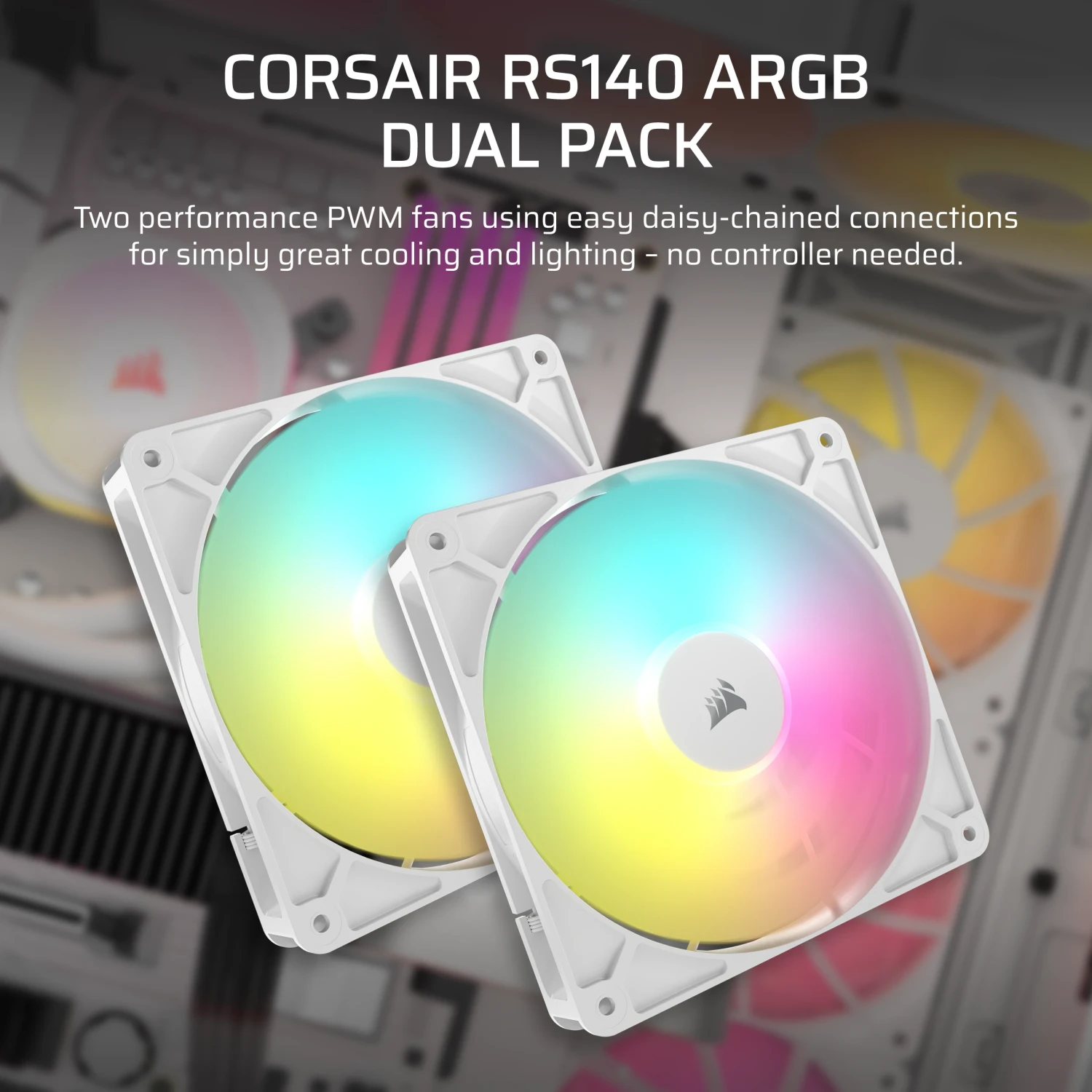 Corsair RS Series RS140 ARGB, weiß, 140mm, 2er-Pack