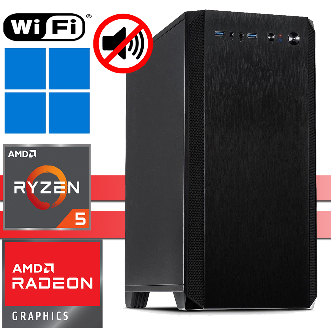 X-Silent PC│AMD Ryzen 5 5600G│32GB RAM DDR4│500GB NVMe SSD│ohne HDD│Radeon│WiFi│Windows 11 Pro