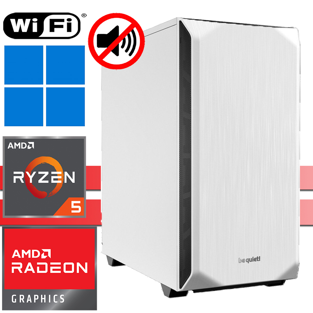 X-Silent PC│AMD Ryzen 5 8600G│64GB RAM DDR5│2000GB SSD NVMe│4000GB HDD│Pure Base 500 white│WiFi│Windows 11 Pro