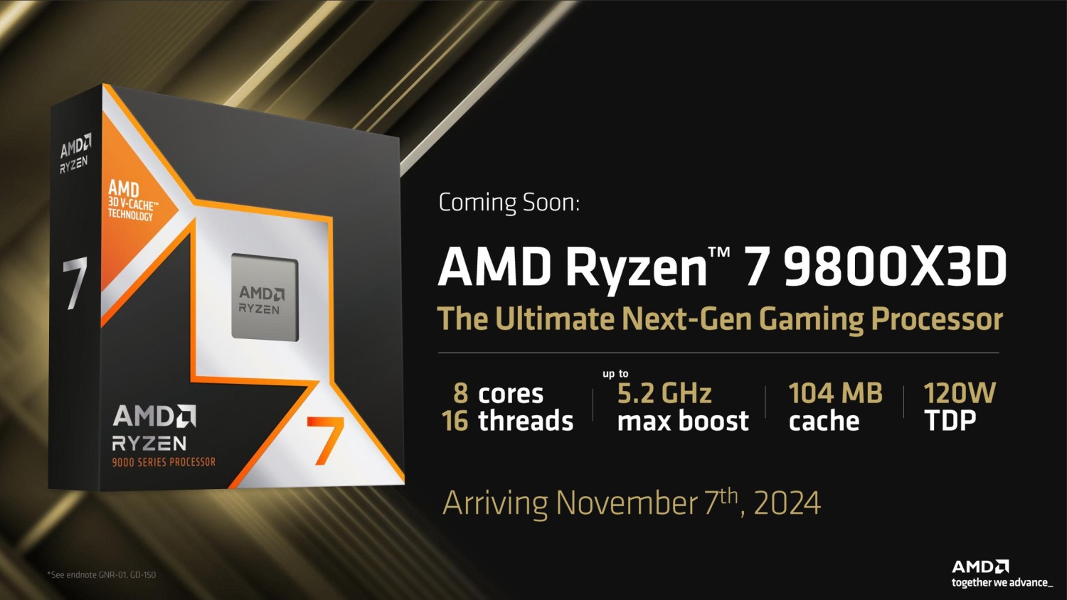 AMD Ryzen 7 9800X3D, 8C/16T, 4.70-5.20GHz, boxed ohne Kühler