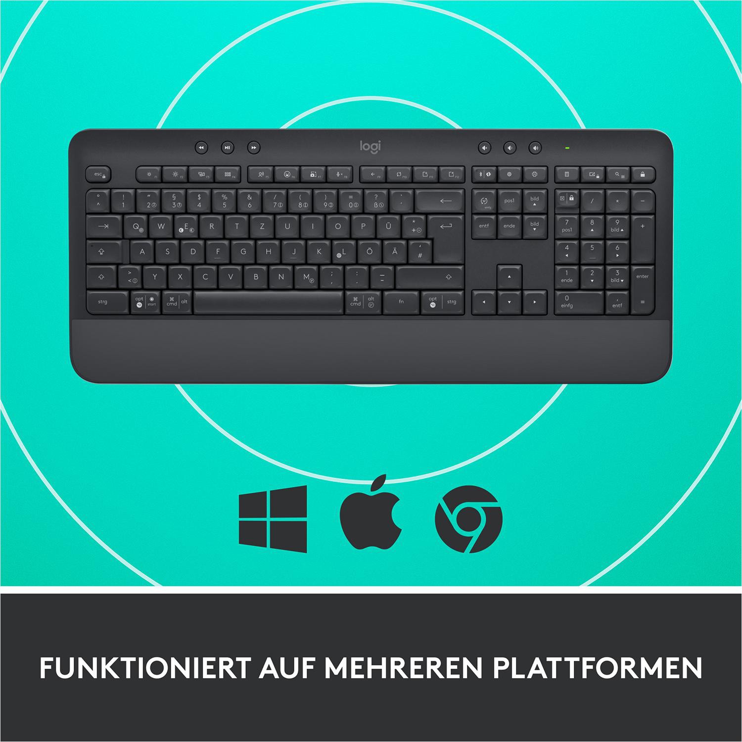 Logitech Signature K650 Comfort, Graphite, Logi Bolt, USB/Bluetooth, DE
