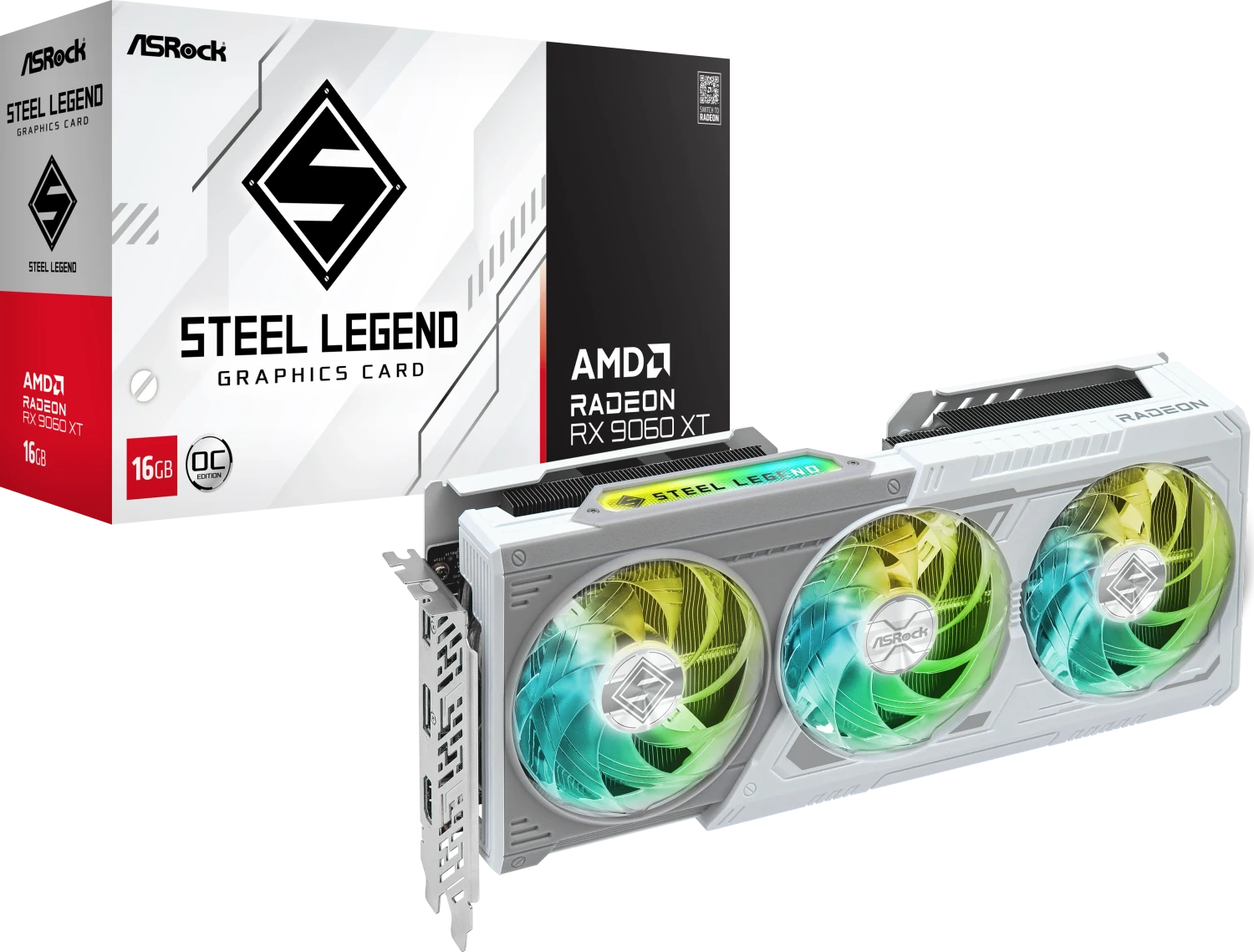 ASRock Radeon RX 9060 XT Steel Legend 16GB OC, RX9060XT SL 16GO, 16GB GDDR6, HDMI, 2x DP