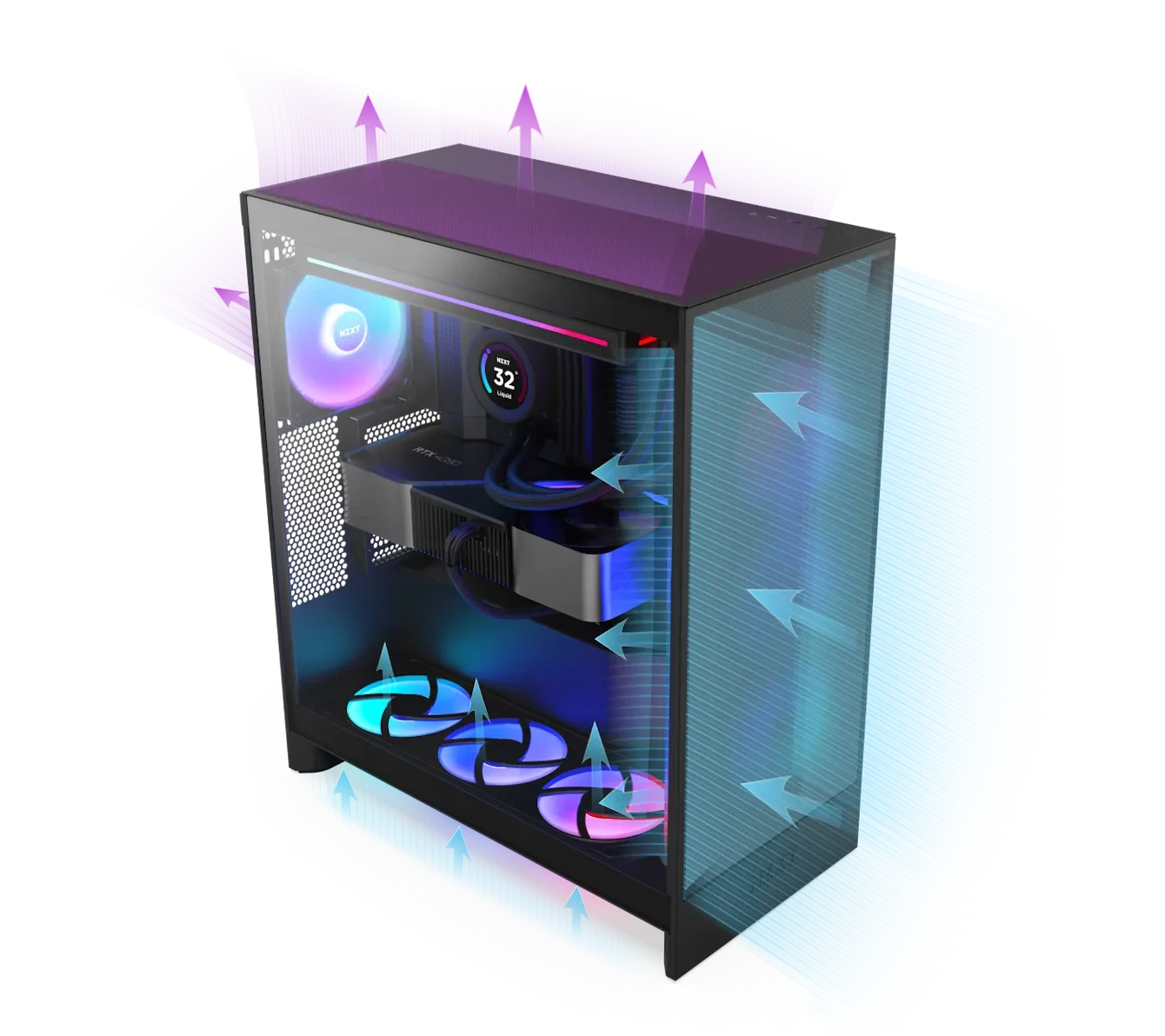 NZXT H7 Flow Matte Black, Glasfenster