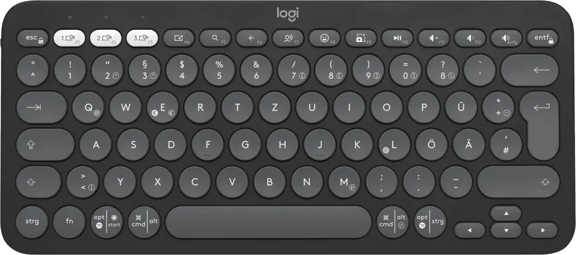 Logitech K380s Pebble Keys 2, schwarz/grau, Logi Bolt, USB/Bluetooth, DE