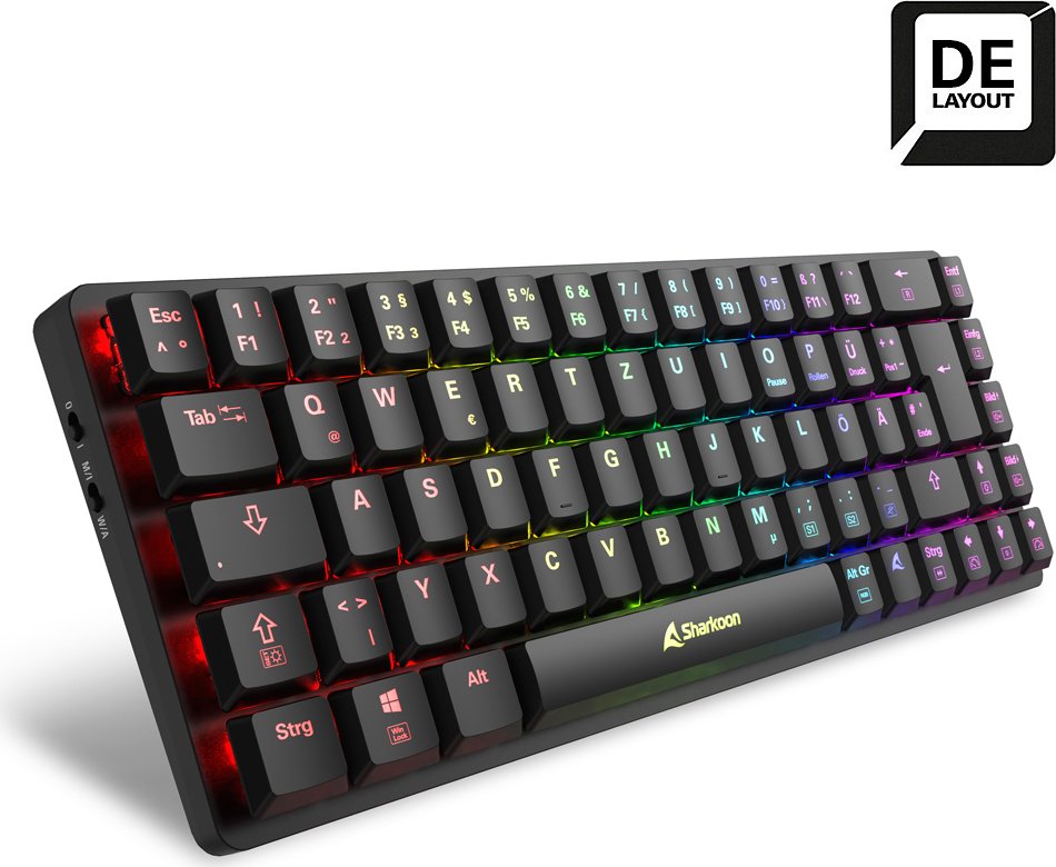 Sharkoon PureWriter W65, schwarz, Kailh Choc V2 LOW PROFILE RED, USB, DE
