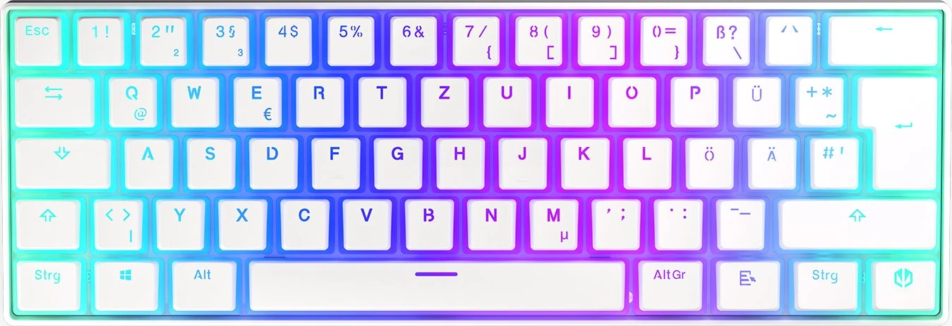 Endorfy Thock Compact Wireless Pudding, Onyx White, PBT, LEDs RGB, hot-swap, Kailh Box RED, USB/Bluetooth