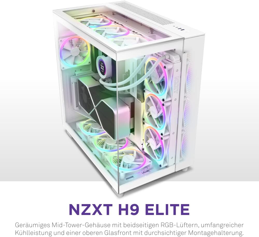 NZXT H9 Elite White, weiß, Glasfenster