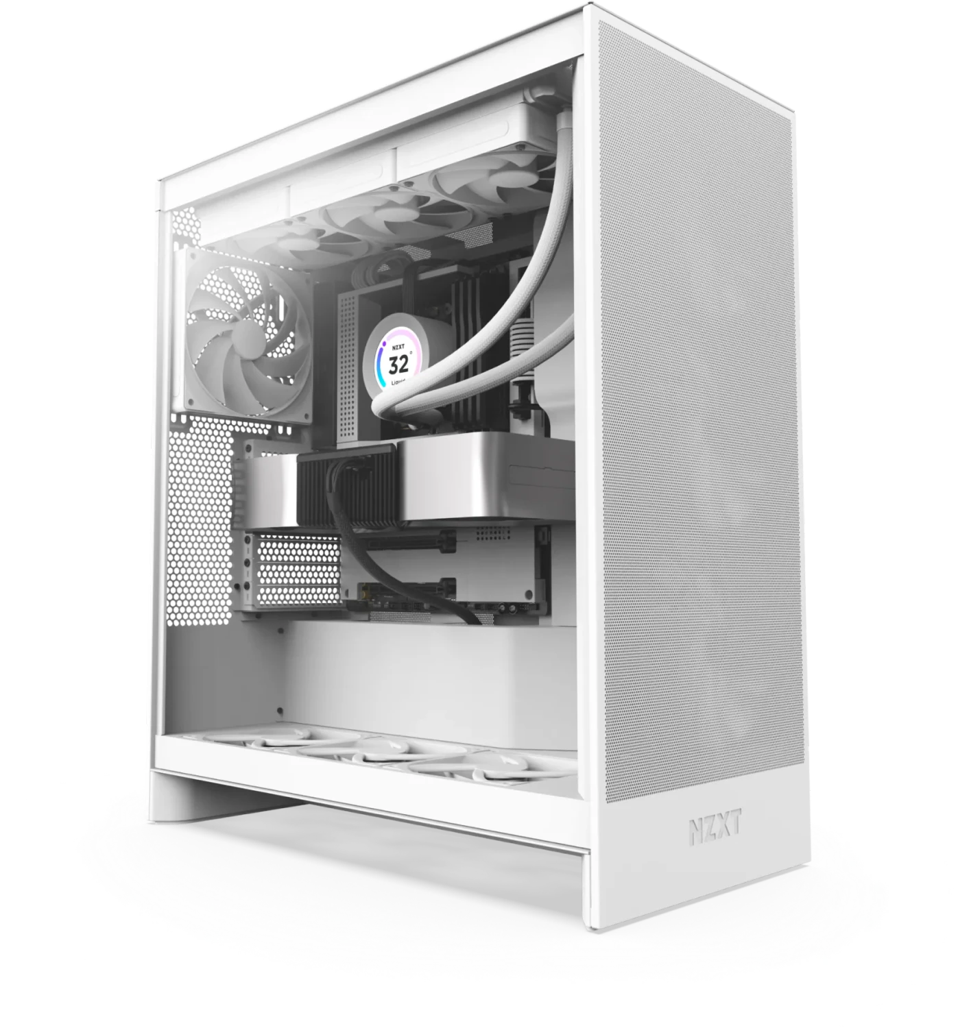 NZXT H7 Flow Matte White, Glasfenster