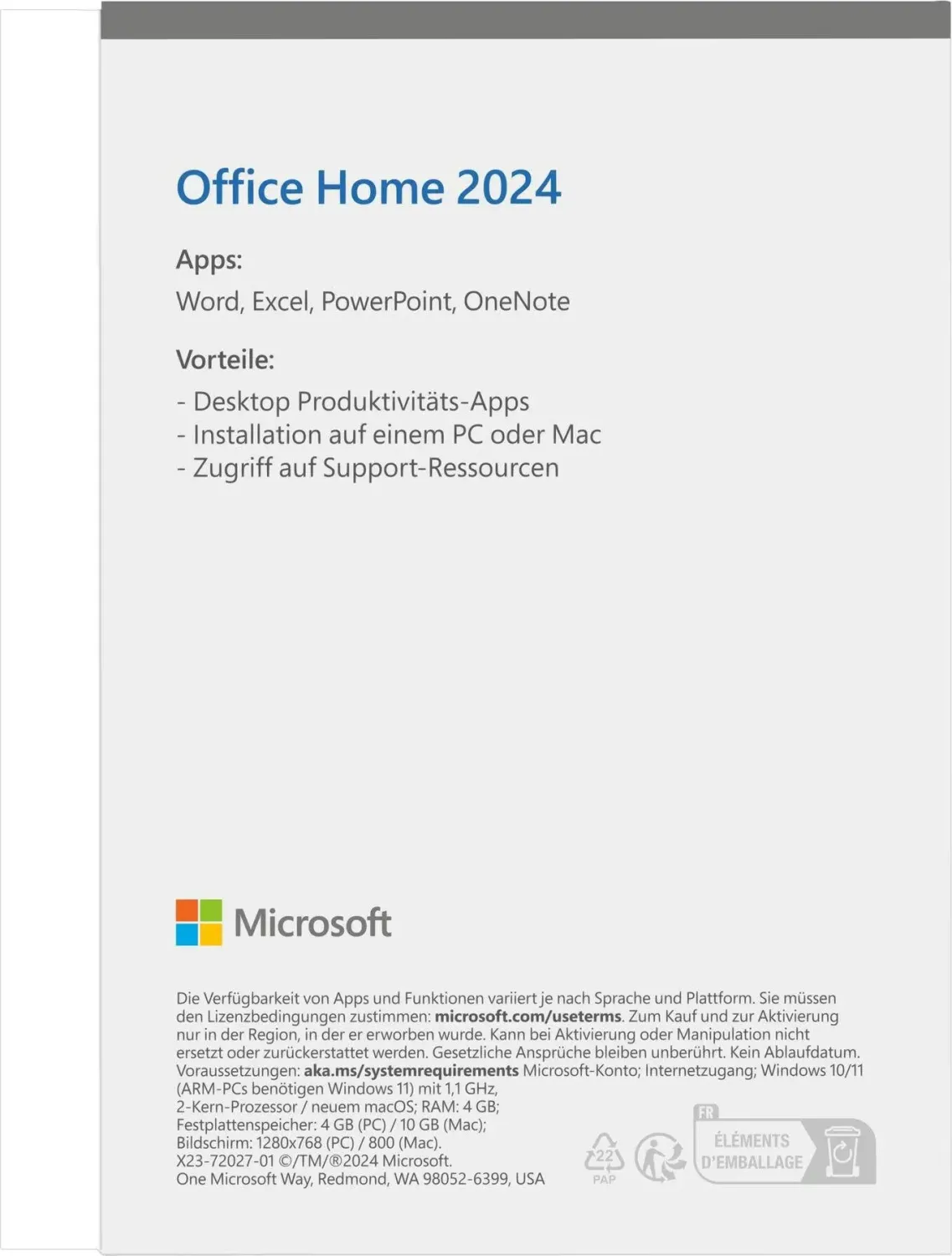 Microsoft Office 2024 Home, PKC (deutsch) (PC/MAC)
