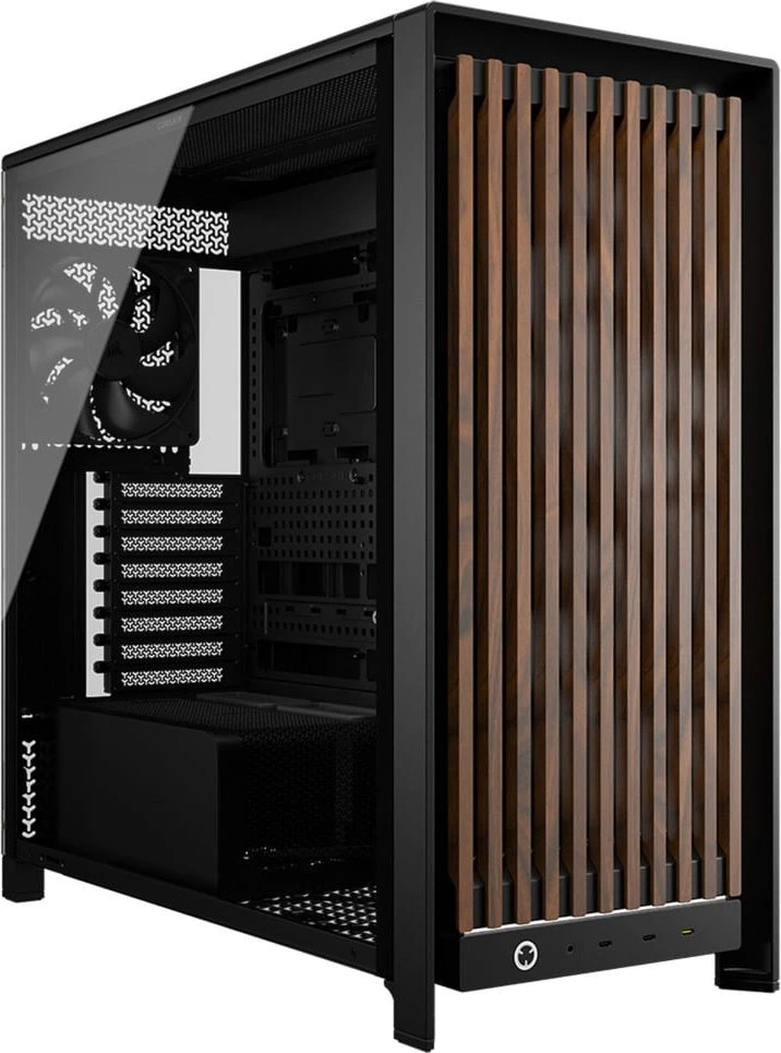 Corsair Frame 5000D RS Wood, schwarz/braun, Glasfenster