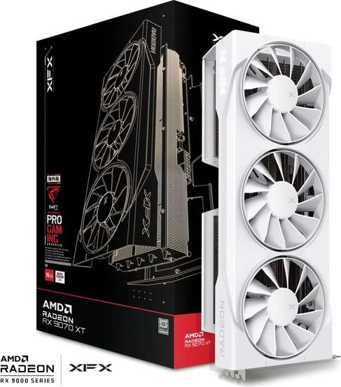 XFX Swift Radeon RX 9070 XT White Triple Fan Gaming Edition, 16GB GDDR6, HDMI, 3x DP