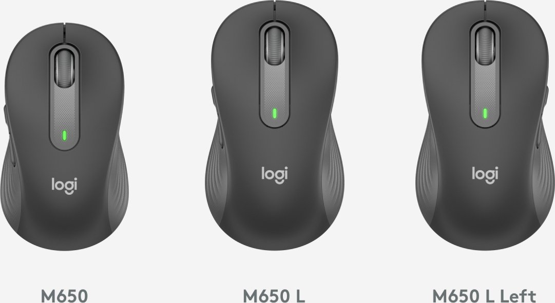 Logitech Signature M650 Medium, Graphite, Logi Bolt, USB/Bluetooth