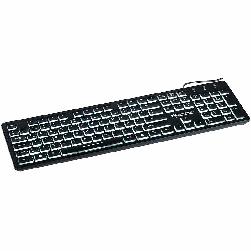 GeneralKeys Beleuchtete USB-Tastatur mit Nummernblock