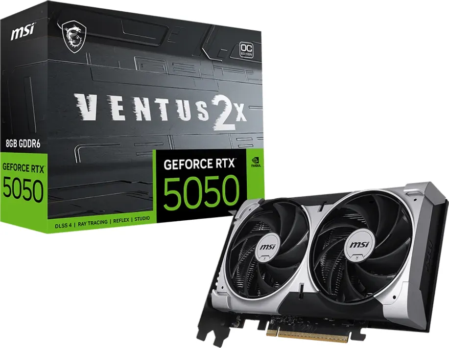 MSI GeForce RTX 5050 8G VENTUS 2X OC, G5050-8V2C, 8GB GDDR6, HDMI, 3x DP