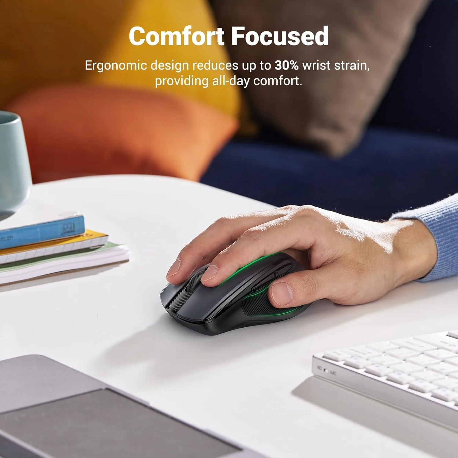 Ugreen MU006 Ergonomic 2.4G Wireless Mouse, schwarz, USB