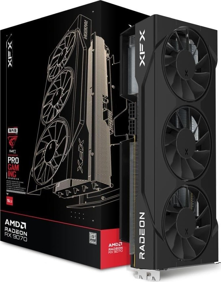XFX Swift Radeon RX 9070 OC Triple 90mm Fan Gaming Edition, 16GB GDDR6, HDMI, 3x DP