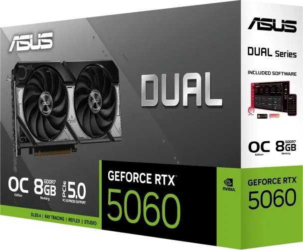 ASUS Dual GeForce RTX 5060 OC, DUAL-RTX5060-O8G, 8GB GDDR7, HDMI, 3x DP