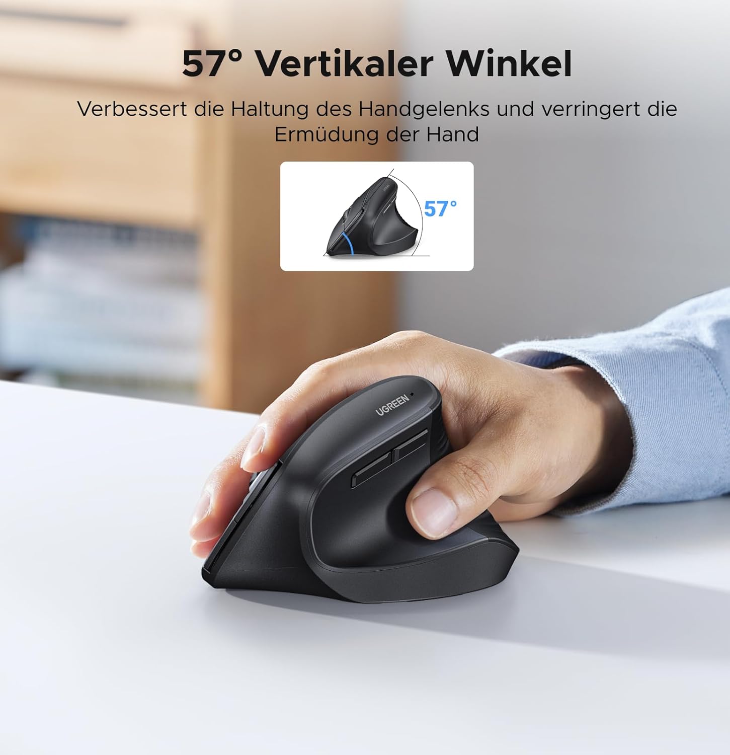UGREEN 2.4G Maus Kabellos Vertikale Ergonomische Maus