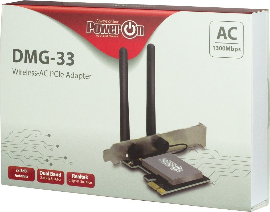 Inter-Tech PowerOn DMG-33, 2.4GHz/5GHz WLAN, PCIe x1
