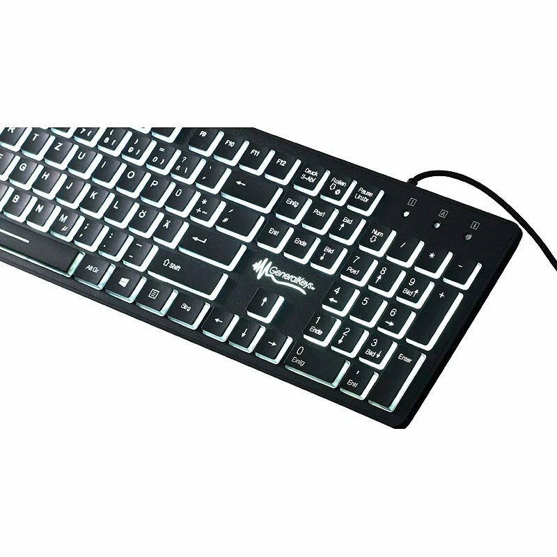 GeneralKeys Beleuchtete USB-Tastatur mit Nummernblock