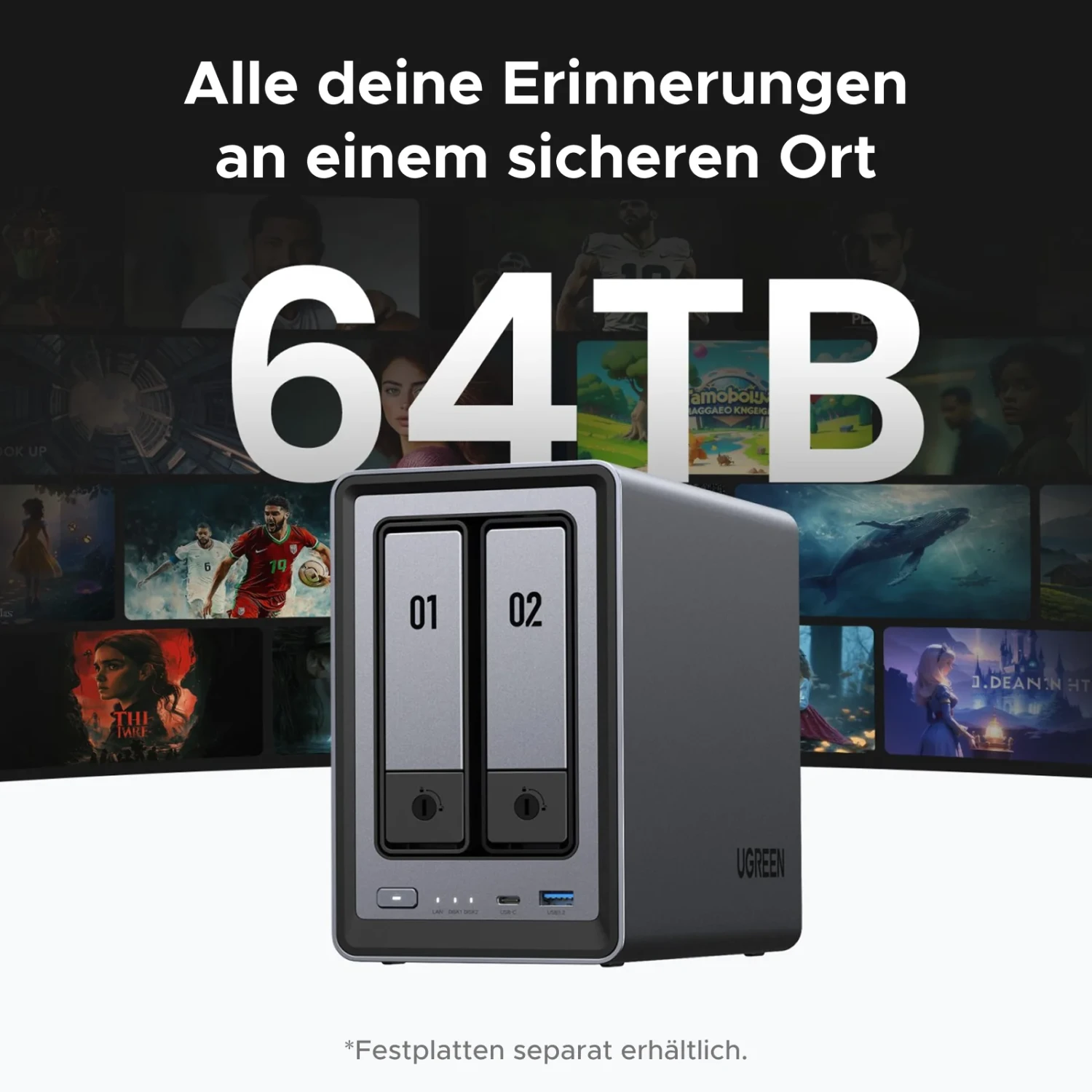 Ugreen NASync DXP2800, 8GB RAM, 1x RJ-45 2.5GBase-T, 1x USB-C 3.1