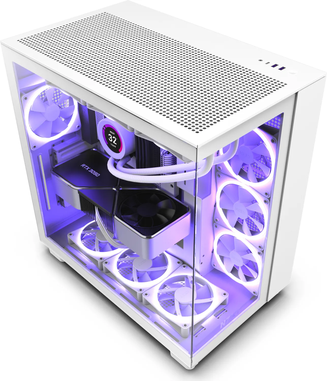 NZXT H9 Flow White, weiß, Glasfenster
