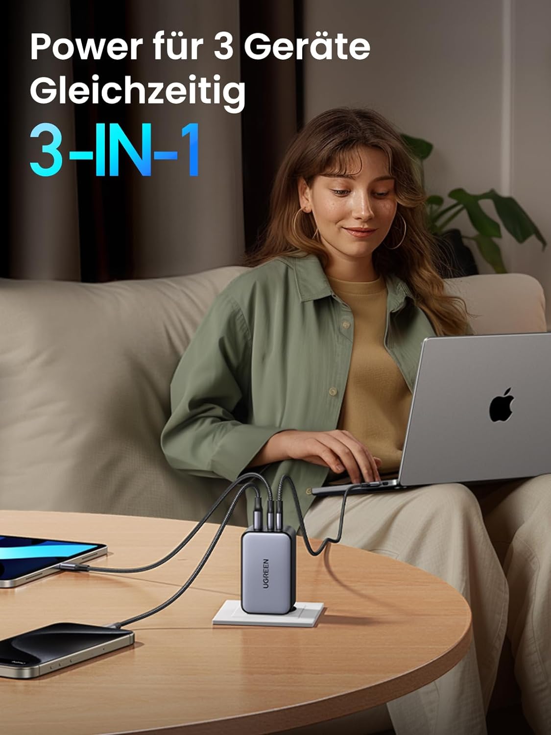 UGREEN Nexode X USB C Ladegerät 100W Mini GaN Charger 3-Port PD Netzteil