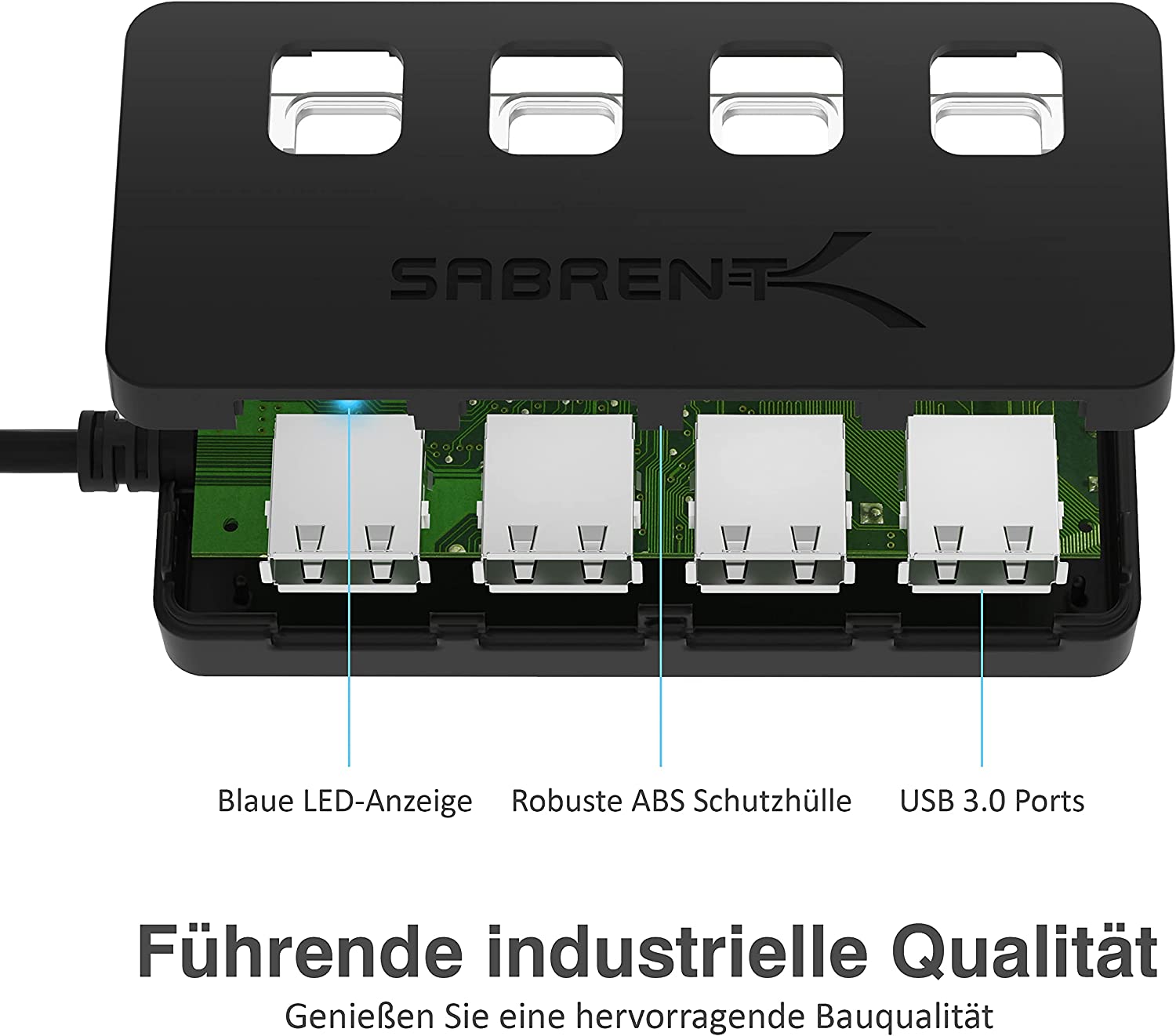 Sabrent HB-UM43 USB3.0-Hub ein/aus-Schalter