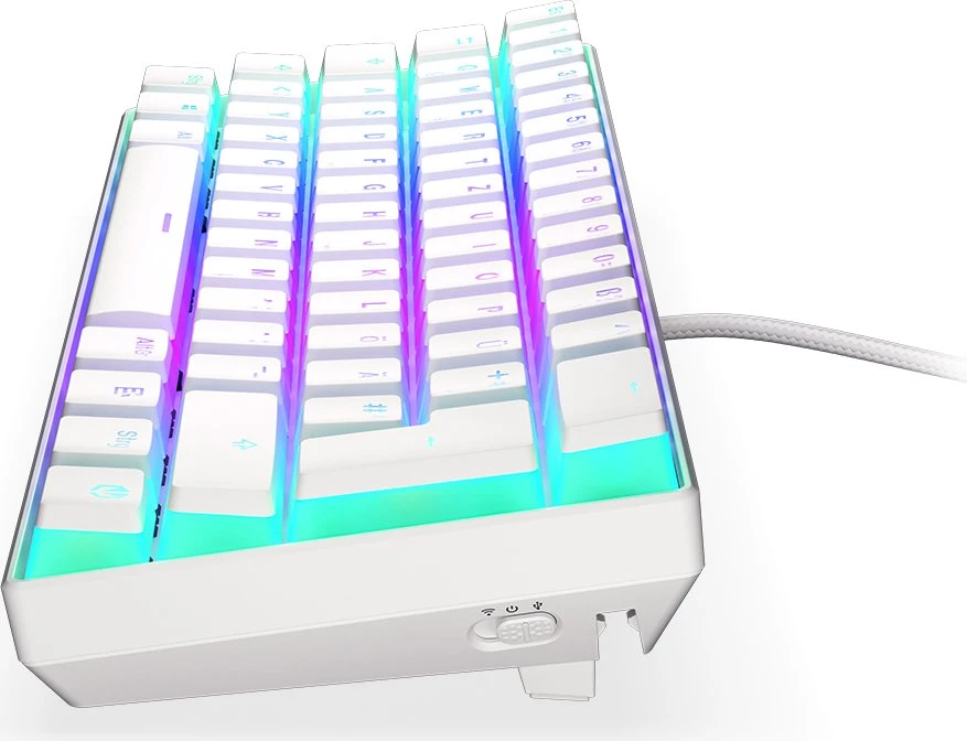 Endorfy Thock Compact Wireless Pudding, Onyx White, PBT, LEDs RGB, hot-swap, Kailh Box RED, USB/Bluetooth