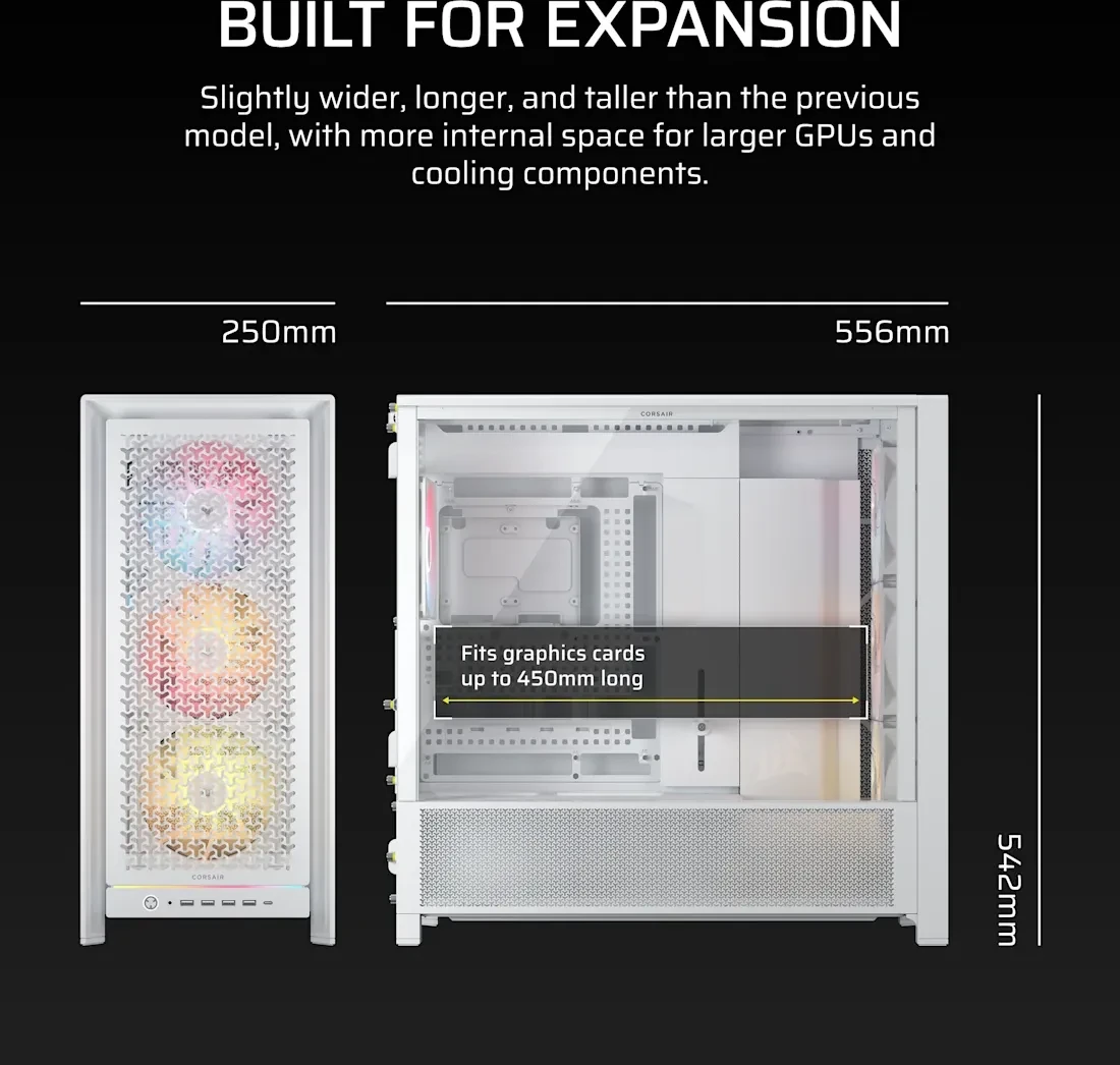 Corsair Frame 5000D RS ARGB, weiß, Glasfenster