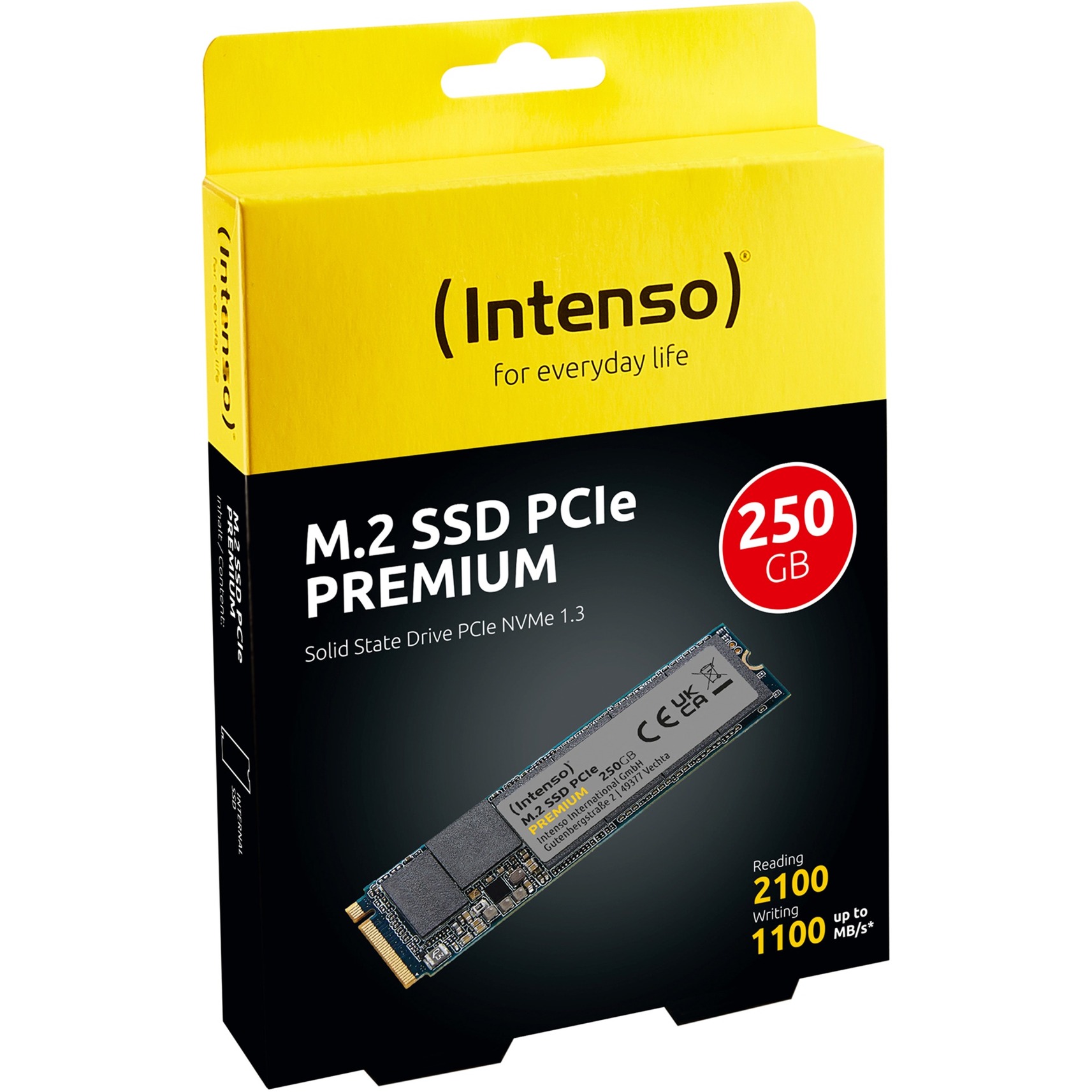 250 GB Intenso PCIe PREMIUM SSD, M.2 2280 / M-Key / PCIe 3.0 x4