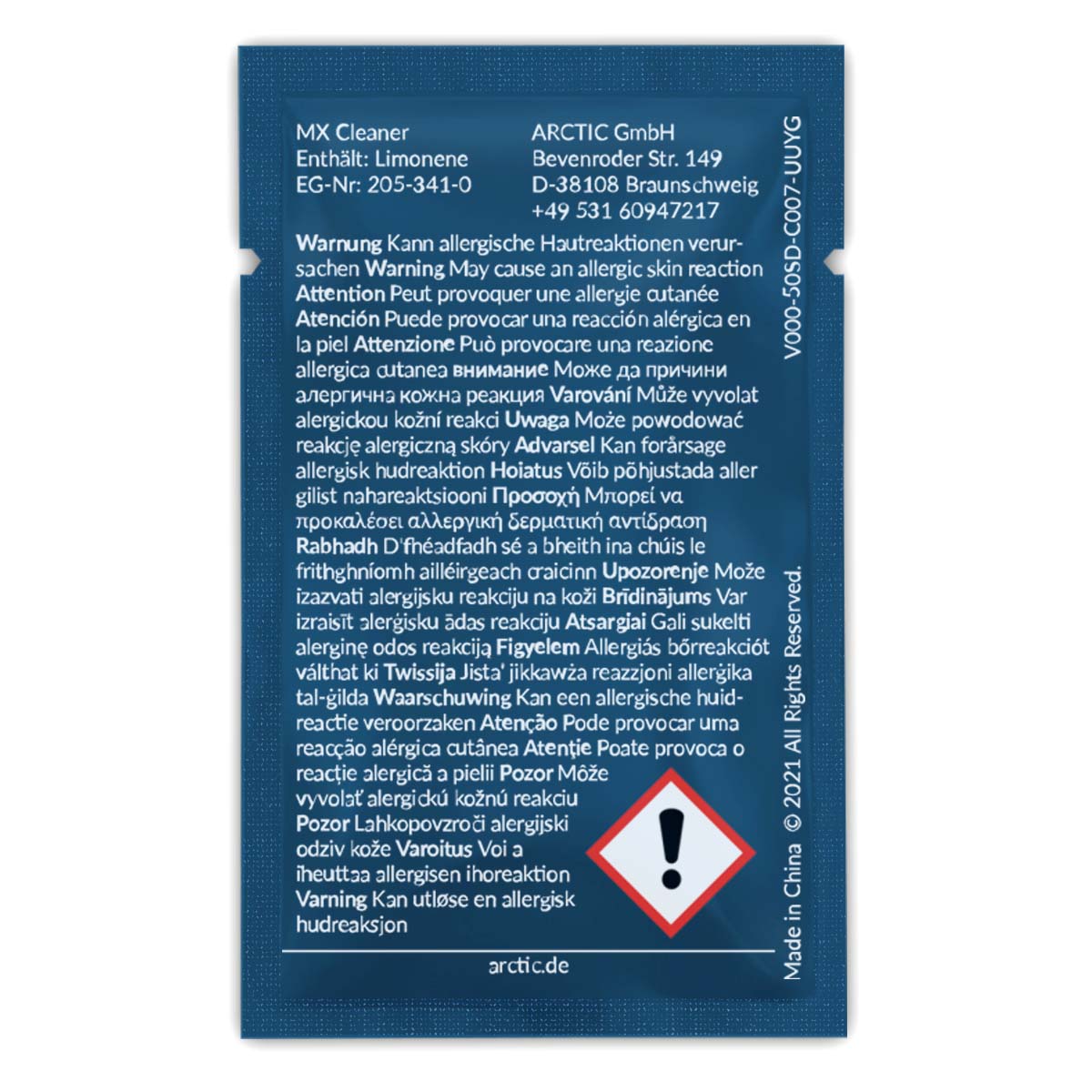 ARCTIC MX Cleaner - Reinigungstuch zum Entfernen von Wärmeleitpaste