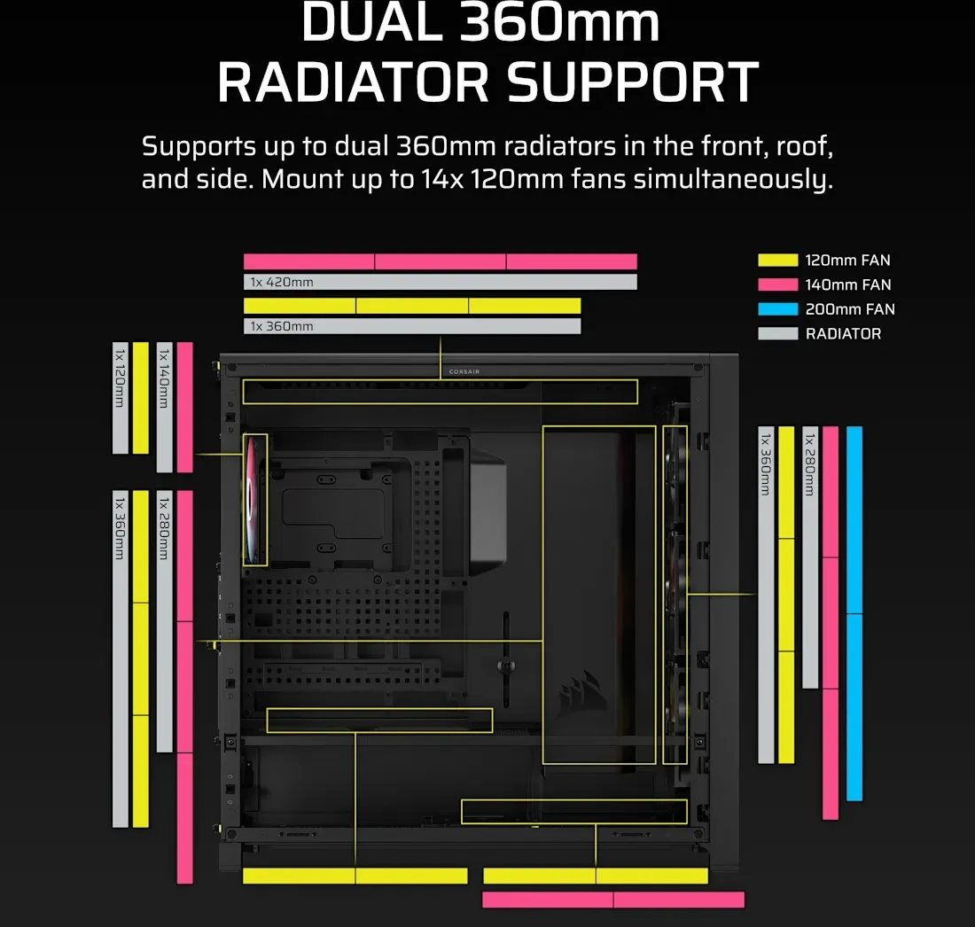 Corsair Frame 5000D RS ARGB, schwarz, Glasfenster