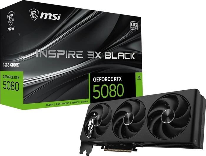 MSI GeForce RTX 5080 INSPIRE 3X OC BLACK – 16 GB GDDR7 Grafikkarte