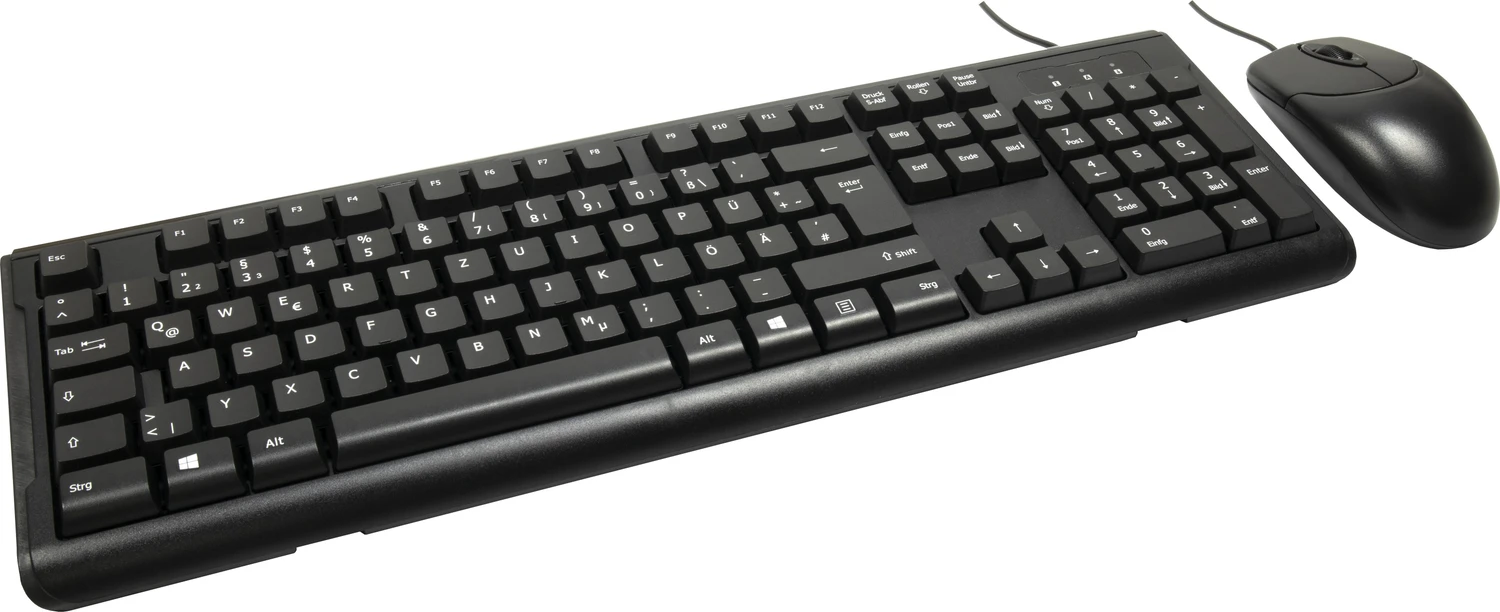 Inter-Tech KB-102DE Tastatur- und Maus-Set schwarz, USB, DE