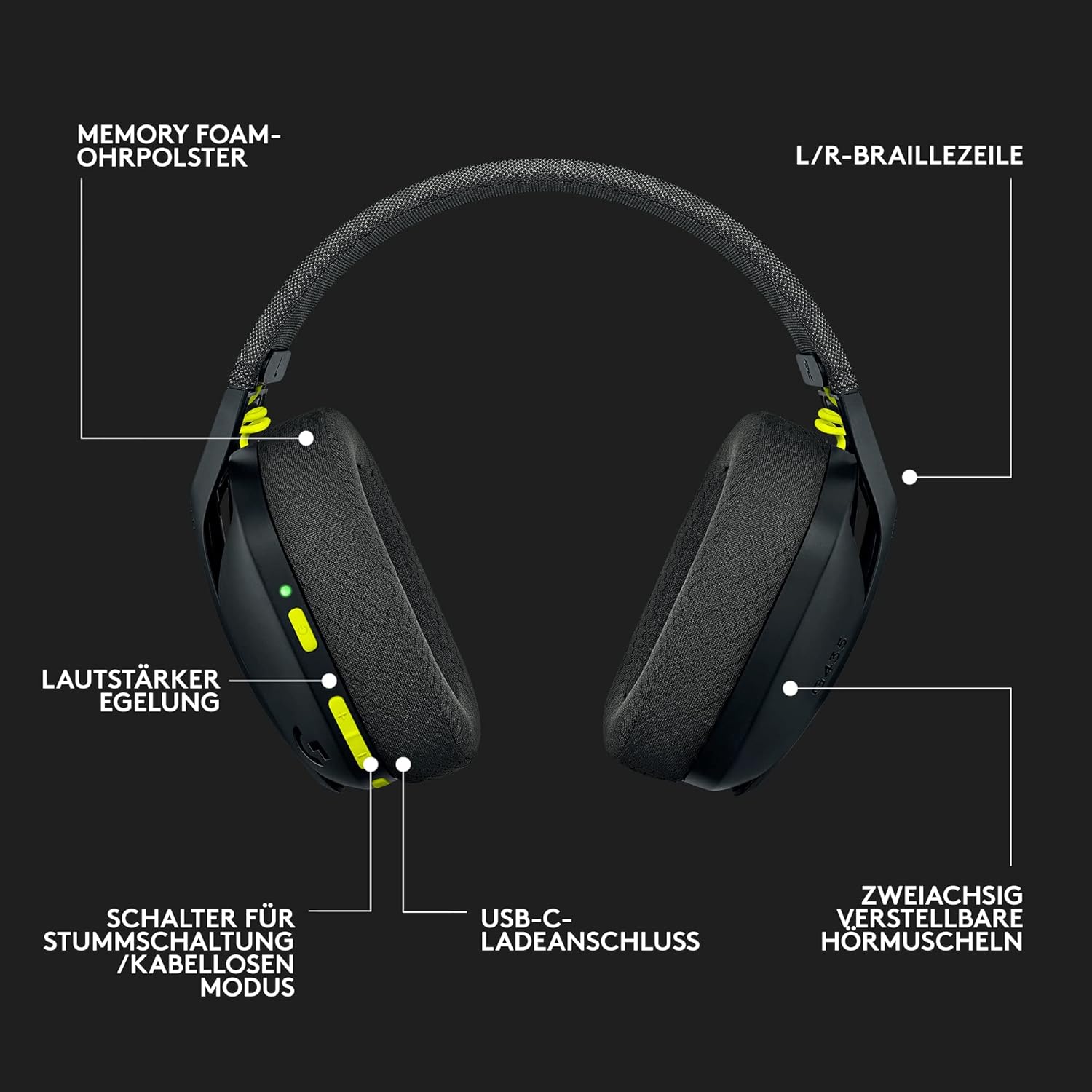 Logitech G435 LIGHTSPEED, Gaming-Headset schwarz, USB-C, Bluetooth
